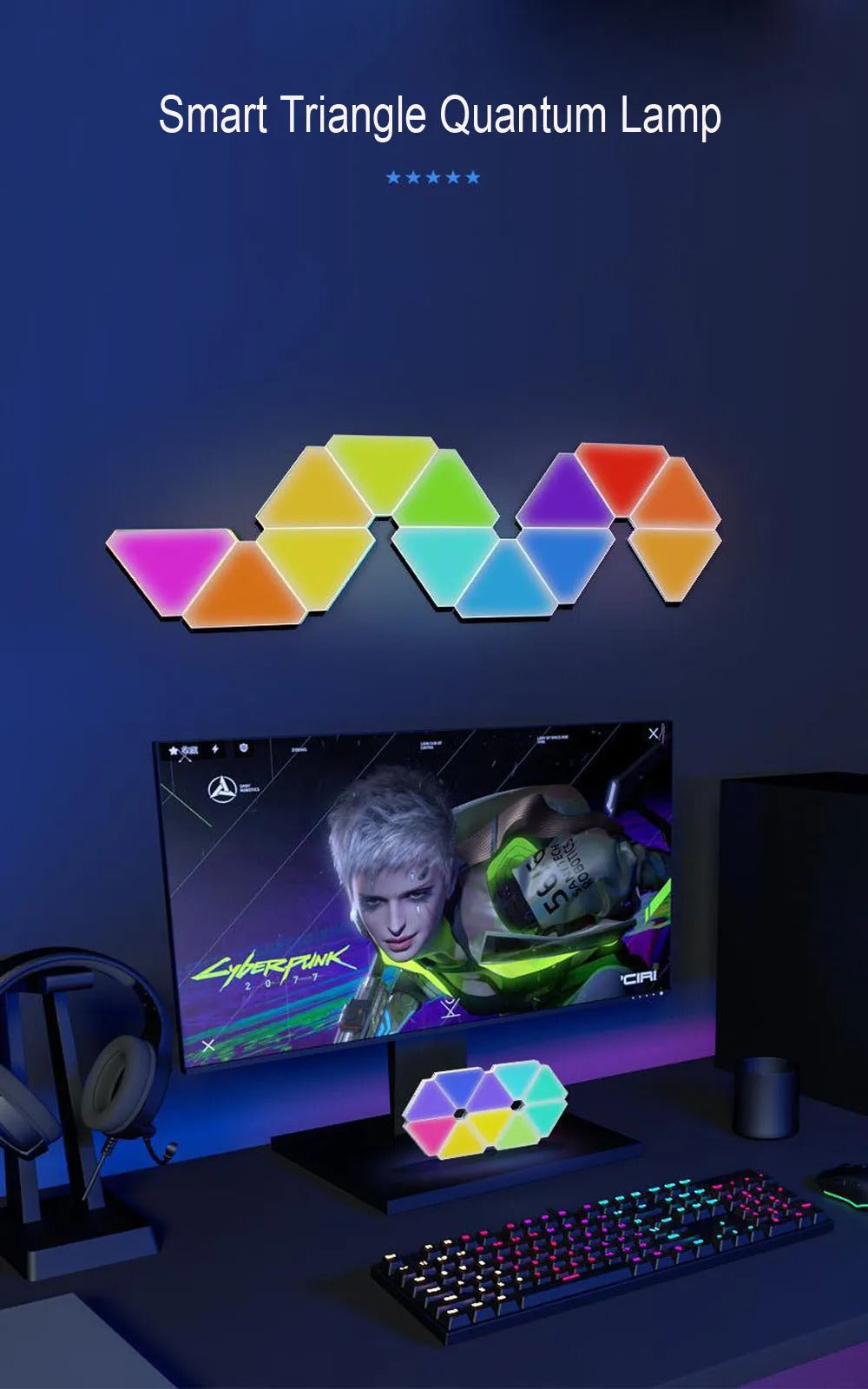WiFi LED RGB CustomisableTriangle Lamps