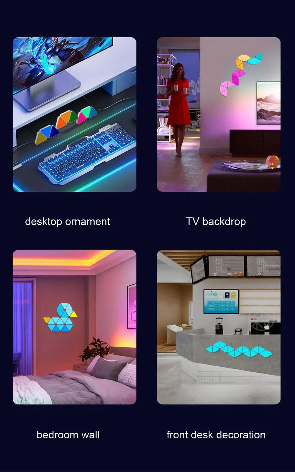 WiFi LED RGB CustomisableTriangle Lamps